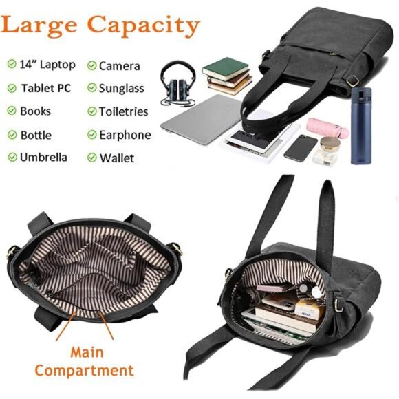 Tote Bags for Women Canvas Top Handle Bag Lightweight - Picture 6 of 6